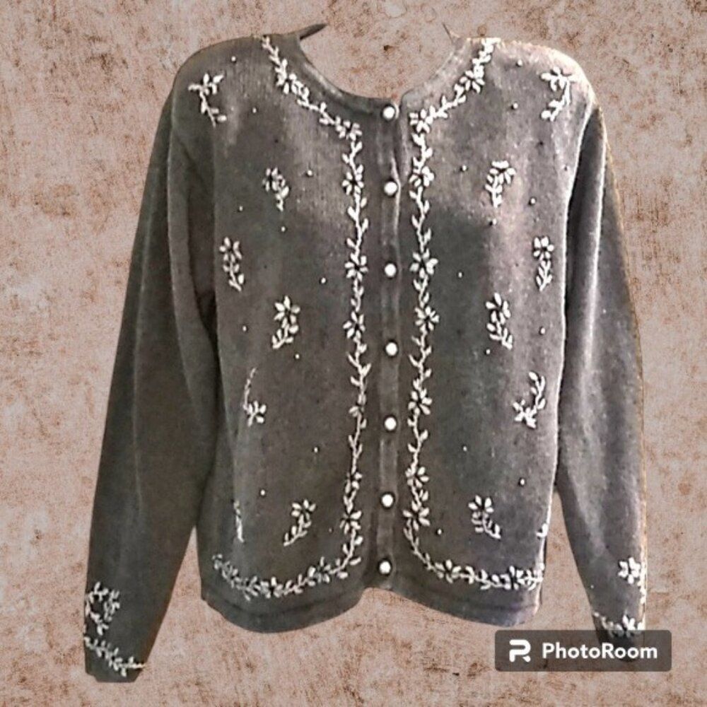 Samantha Taylor  Charcoal Gray Vintage Size Medium Sweater